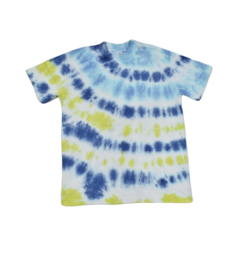 Match playera tie dye en color verde-azul-amarillo para perro y humano