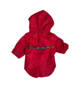 Impermeable para perro con capucha desmontable en color rojo